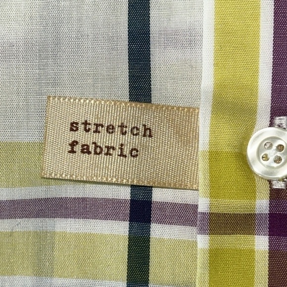 HAGGAR Men’s White/Yellow plaid long sleeve button down shirt - Picture 5 of 5